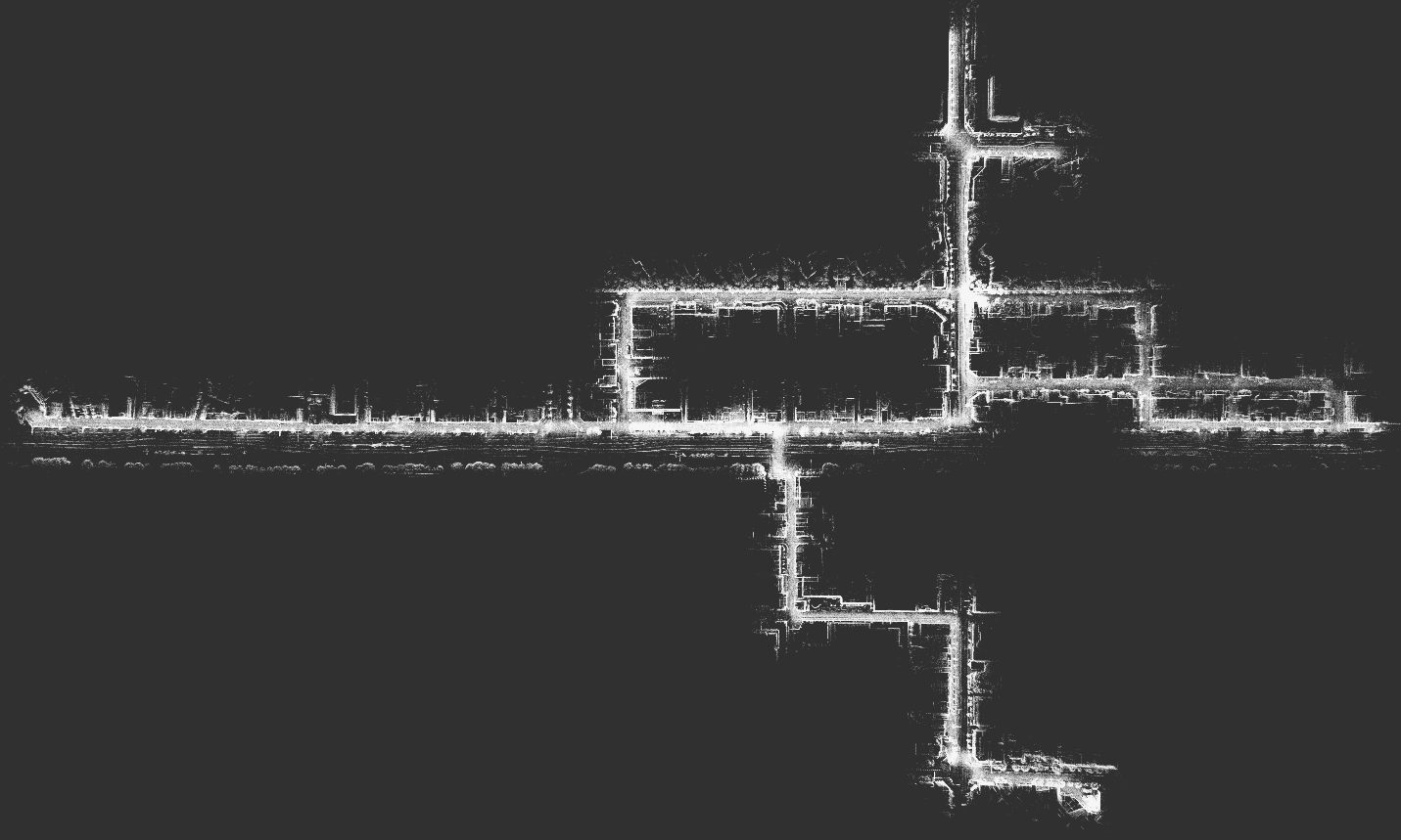 All eight GangnamLoop recordings aligned on a common LiDAR-SLAM map.
